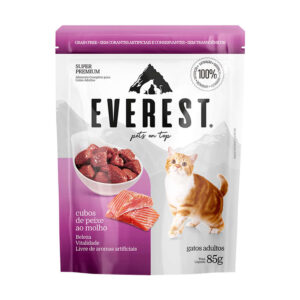 RAÇÃO ÚMIDA EVEREST GATOS ADULTOS CUBOS DE PEIXE 85G