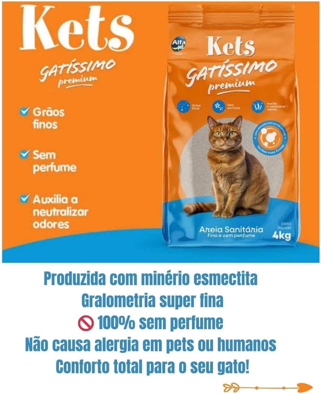 AREIA SANITÁRIA GATÍSSIMO PREMIUM 12KG SEM PERFUME - Imagem 4