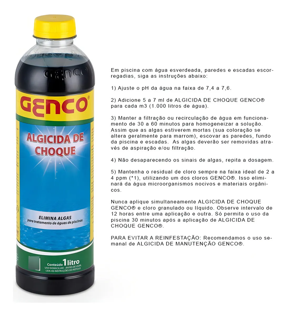GENCO ALGICIDA CHOQUE 1LT - Imagem 2