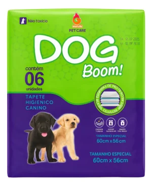 TAPETE HIGIÊNICO CANINO DOG BOOM 60X55CM C/ 6 UNIDADES