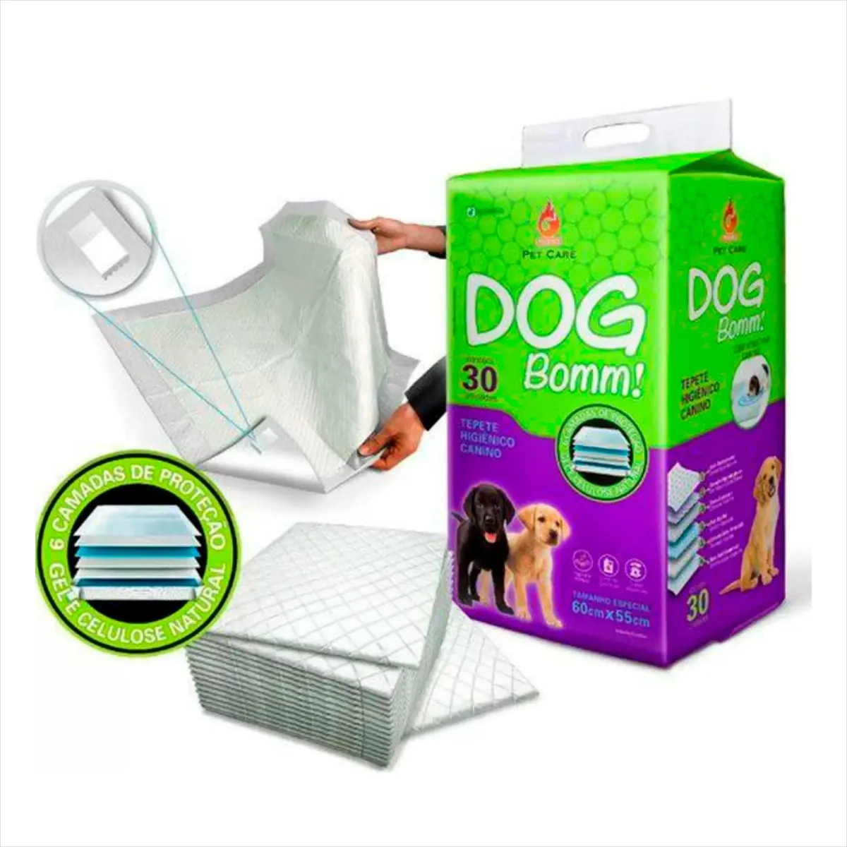 TAPETE HIGIÊNICO DOG BOOM 60X55CM C/30 UNIDADES - Imagem 3
