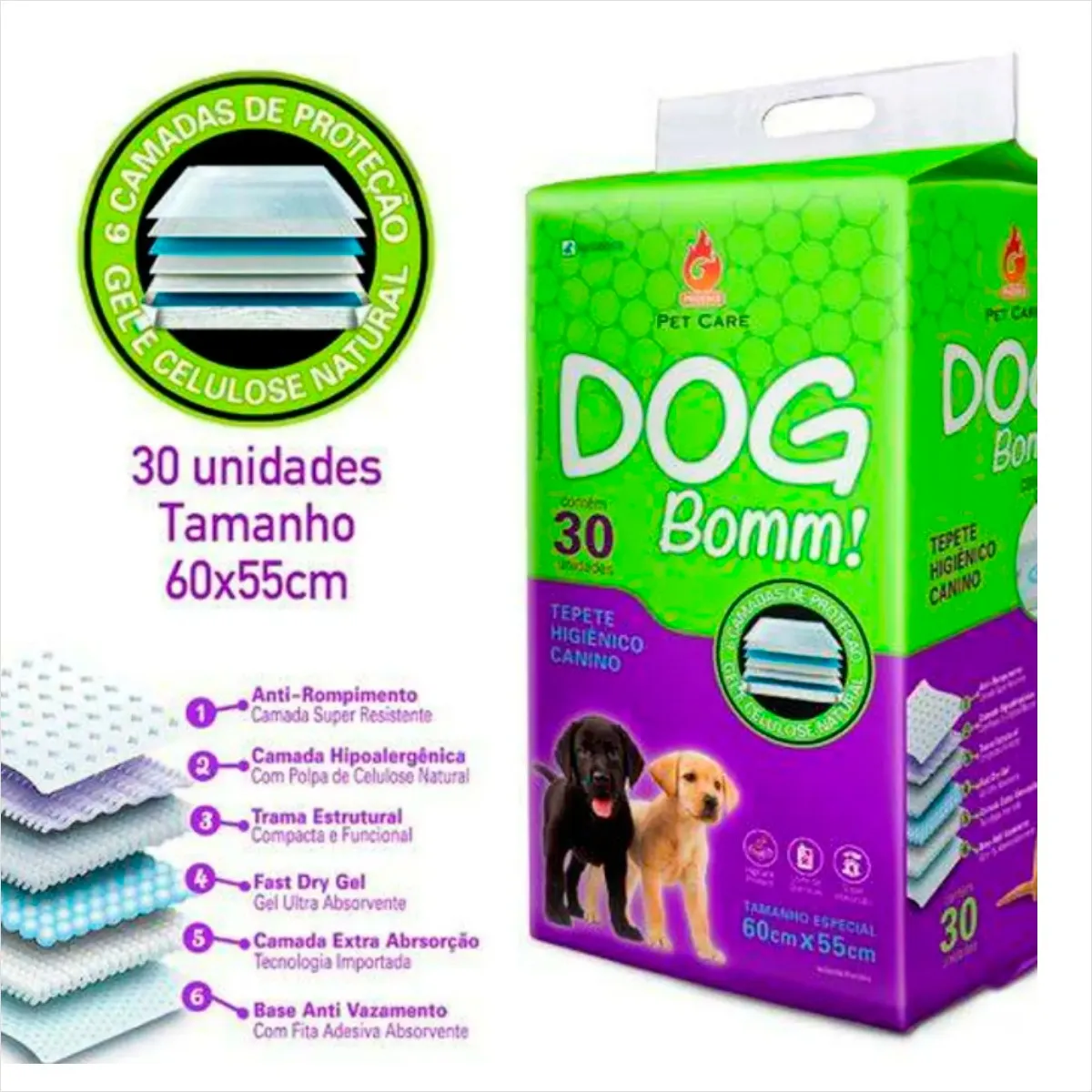 TAPETE HIGIÊNICO DOG BOOM 60X55CM C/30 UNIDADES - Imagem 2