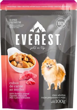 RAÇÃO ÚMIDA EVEREST CÃES ADULTOS CARNE RAÇAS PEQUENAS E MINI  100G