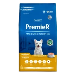 RAÇÃO PREMIER AMBIENTES INTERNOS RAÇAS PEQUENAS FILHOTES 2,5KG FRANGO E SALMÃO