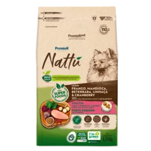 RAÇÃO PREMIER NATTU CÃES ADULTOS PEQUENO PORTE MANDIOCA 1KG